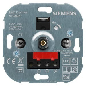 Drehdimmer mit Druckknopf An/Aus für LED-Lampen 3-85 W/Glüh-/Halogenlampen – 5TC8267