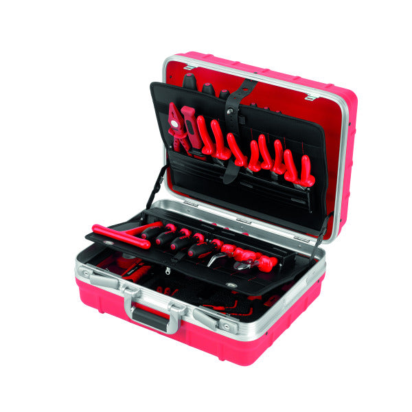 Werkzeugkoffer Elektro 1000 V, Champion, rot. 53-teilig. – 175372