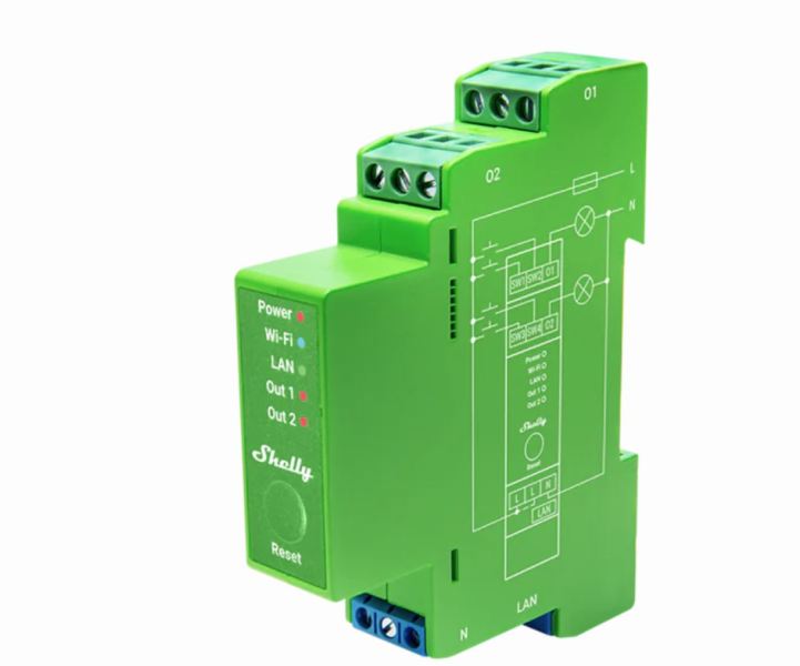 Shelly Hutschiene ''Pro Dimmer 2PM'' LEDs & Glühbirnen 2 Kanäle Messfunktion WLAN LAN BT – 224187