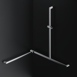 Alva Varia Duschhandlauf Ecke T-Form m. Brh., 119x105x85cm, Aluminium Chrom - AQBFVADHLE2AC