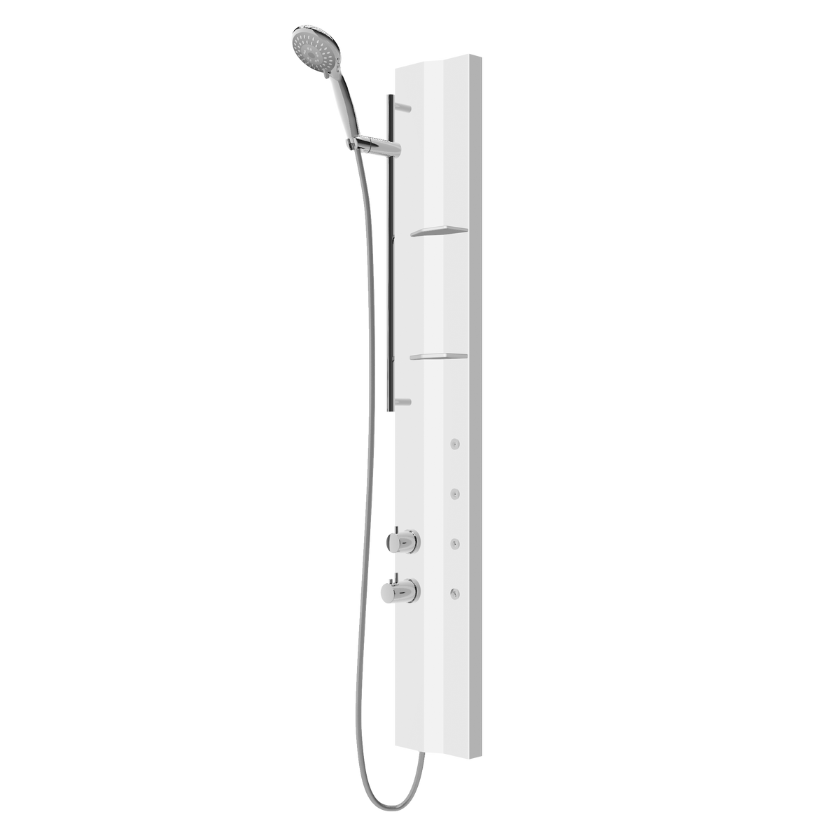Alva Spa Duschpaneel 19 x 140cm Thermostat, Weiß Matt - AQARSPDP4W