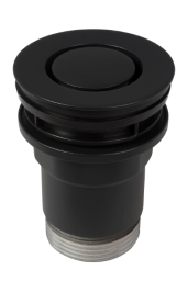 ALVA Varia Ablaufventil 5/4 Push Down mit Stopfen, Höhe bis 63mm, Schwarz Matt