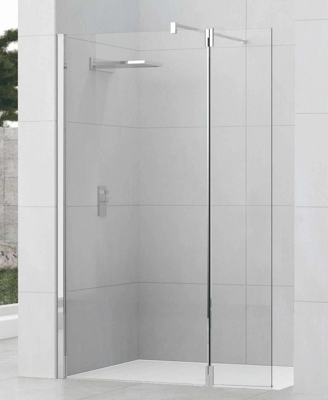 Alva Spa 1.0 Schwenkteil 37cm f. freist. Seitenw. SPA 1.0,Glas ESG Cl.,Silber HGL - AQDUSPSW37.1
