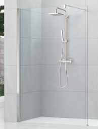 ALVA Spa 1.0 Freistehende Seitenwand 150/200cm, Glas ESG Clean, Silber HGL
