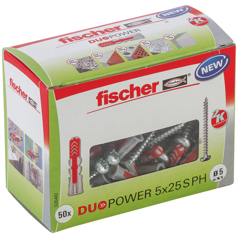 FISCHER DÜBEL Duopower 10 x 50 S - VPE=25ST Duopower mit Schraube – 535461