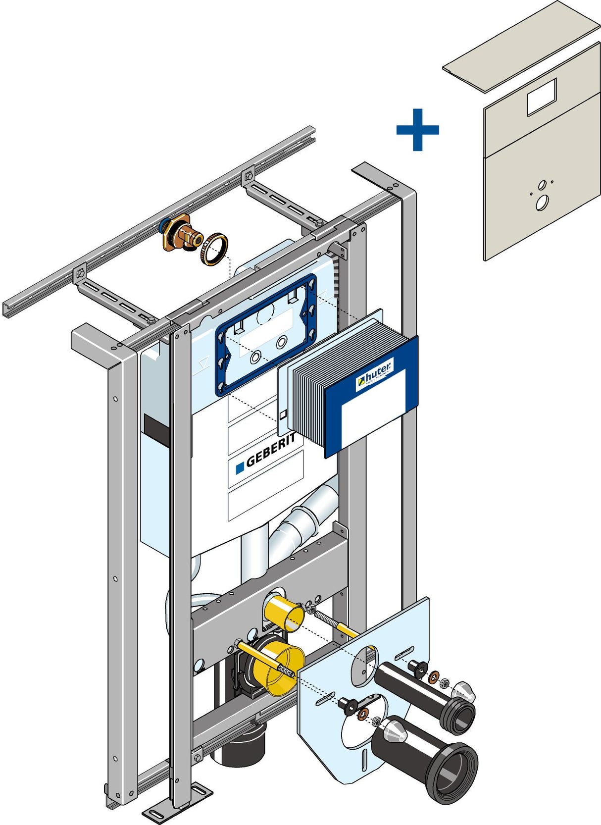 GEBERIT GE Huter Montageelement WWC UP320 Reno fuer Massivbau, mit Beplankung – HU-WC1114-G