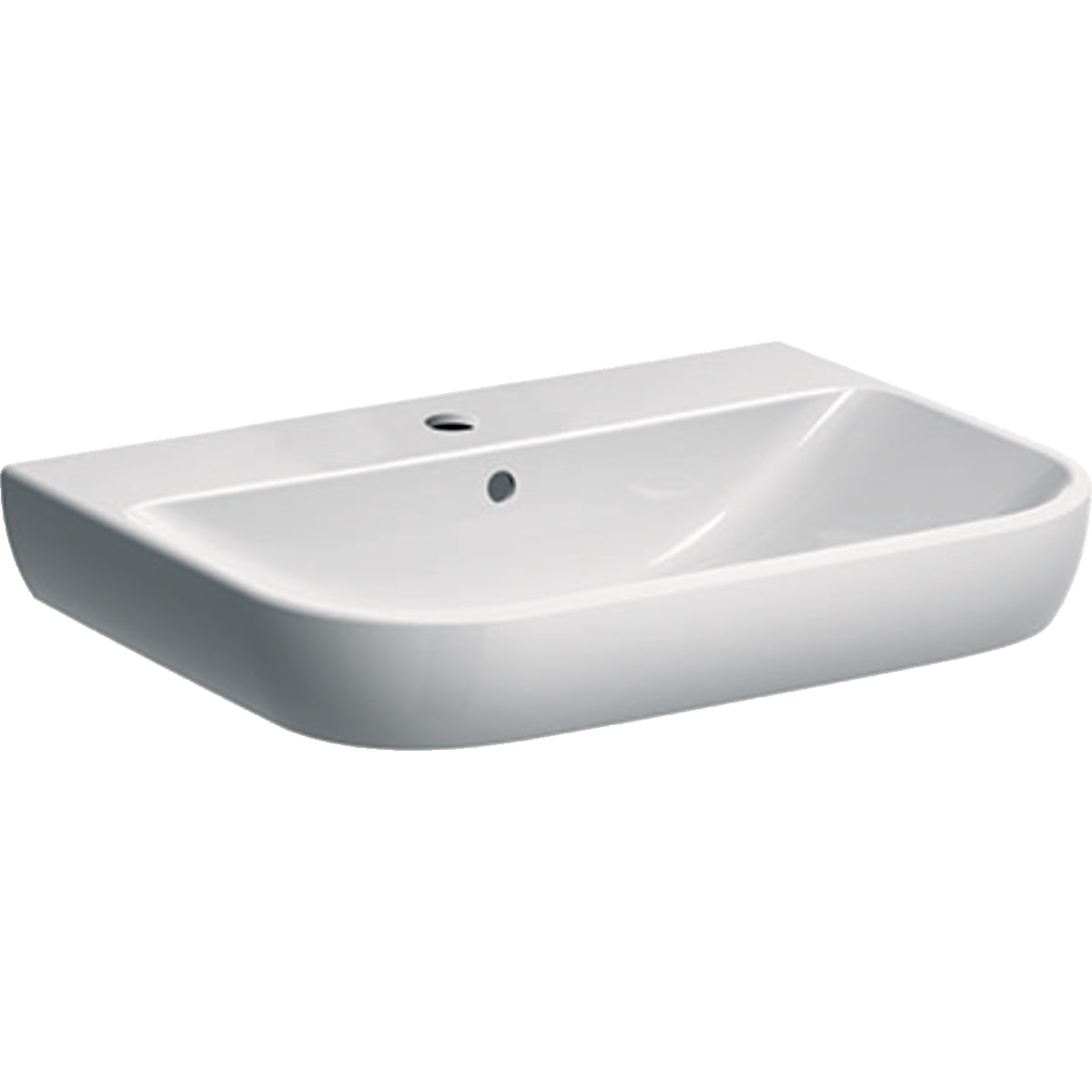 Alva Prima Waschtisch 65x48cm rund, mit Hahnloch, Weiß - AQKEPRWT65R