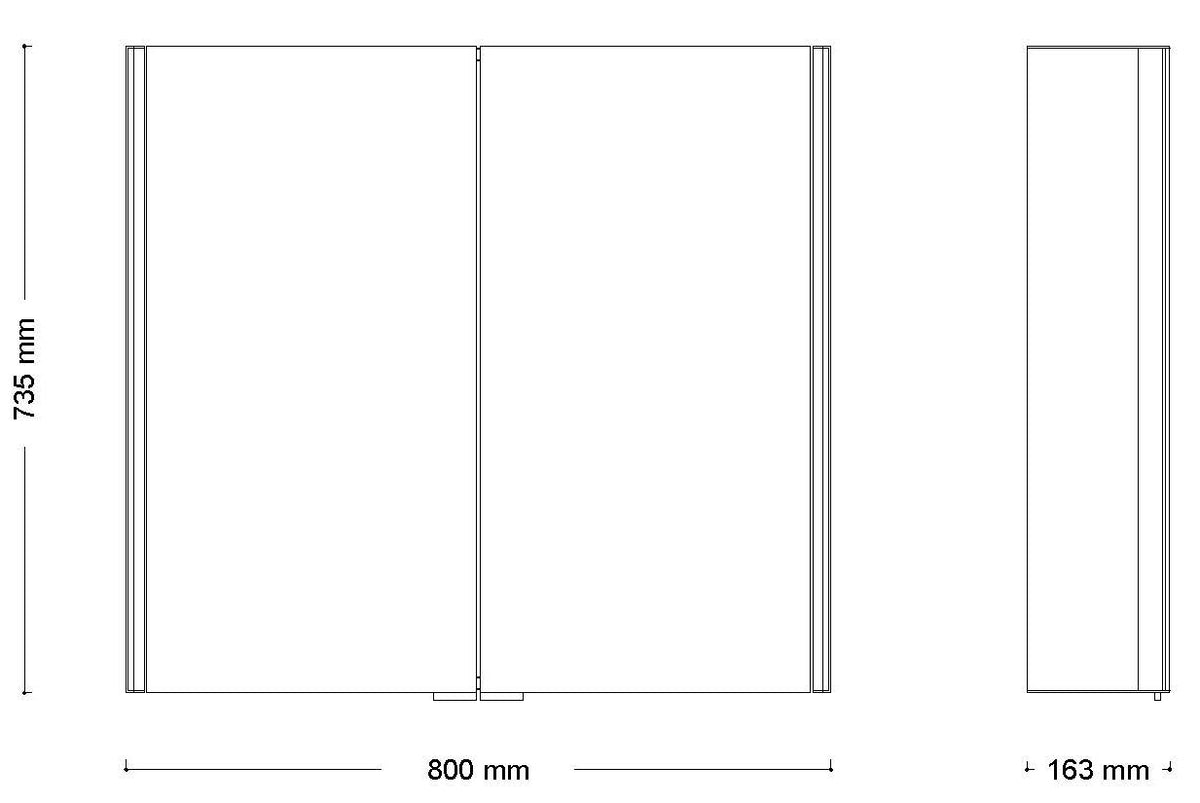 Alva Varia Aluminiumspiegelschrank 80x73,5x16,5cm, LED-Strips, Aluminium - AQBMVASPS7