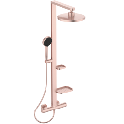 Alva Spa Duschsystem 111,3cm aus Alumin. mit Thermostat, Rose Matt - AQARSPDST9RO