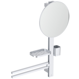 Alva Varia Beauty Bar 71,7cm aus Alumin. m. Kosmetikspiegel d 32,8cm, Silver M. - AQASVABBSI