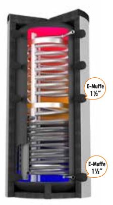 Alva Solar-Kombi-Pufferspeicher 1000 L SKS-R, Edelstahlwellrohr u. Isolierung - ALSKS1.1000REN
