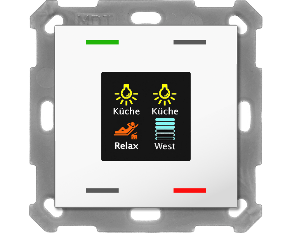 MDT KNX 55 x 55 mm Taster Light 4fach mit Farbdisplay reinweiß glänzend – BE-TAS5504.01