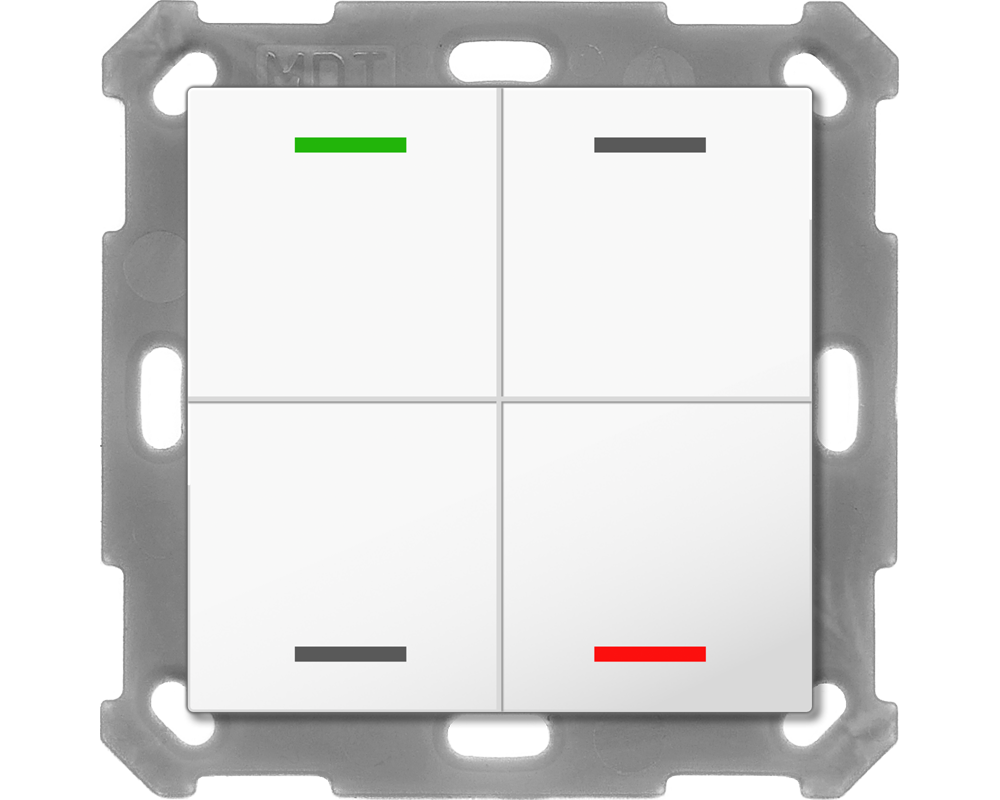 MDT KNX 55 x 55 mm Taster Light 4fach neutral reinweiß glänzend – BE-TAL5504.01