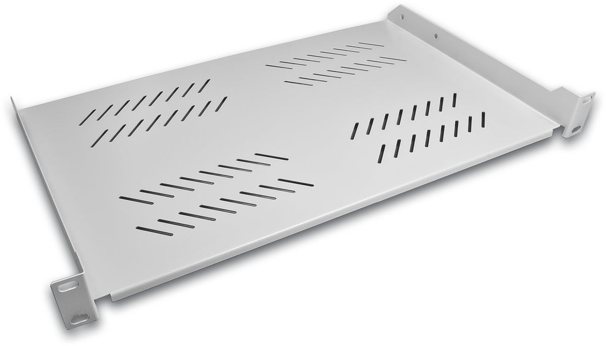 Alva 19 Zoll Fachboden Standard 1HE, 280 mm Tiefe, grau, Frontbefestigung - 19Z-FB-280-STD