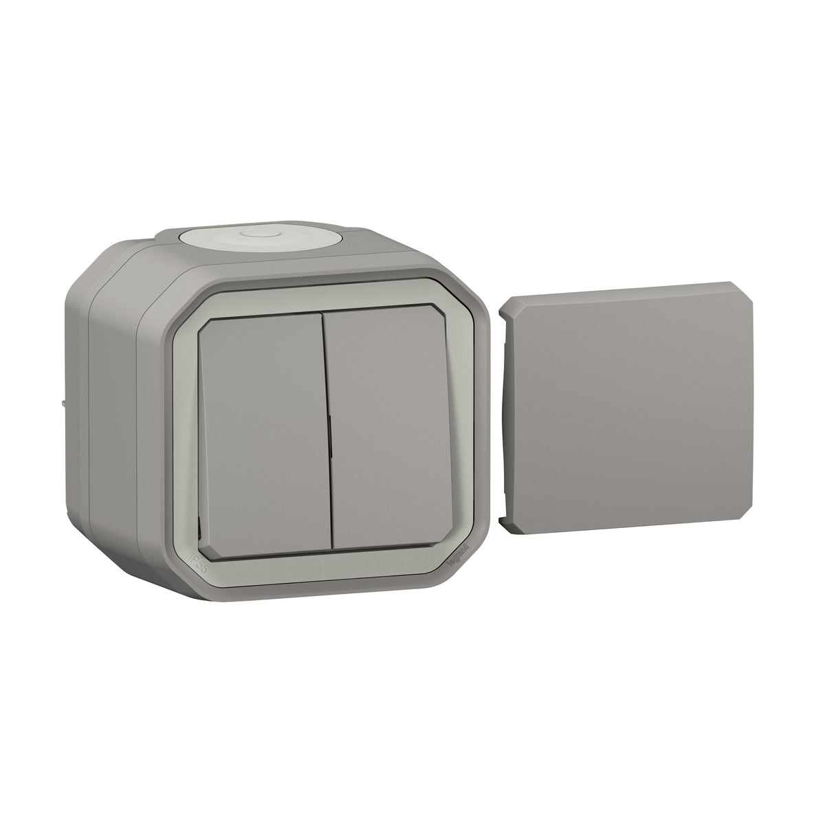 LEGRAND FR AP Multifunktionsschalter 10 AX, grau (1Produkt=5Funktionen)Taster10A,Steckkl. – 069719L
