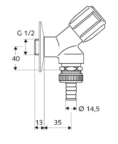 Alva Varia Geräteschrägsitzventil 1/2",m.RV,Belüfter,Schlauchversch.,chrom - AQGSVB1