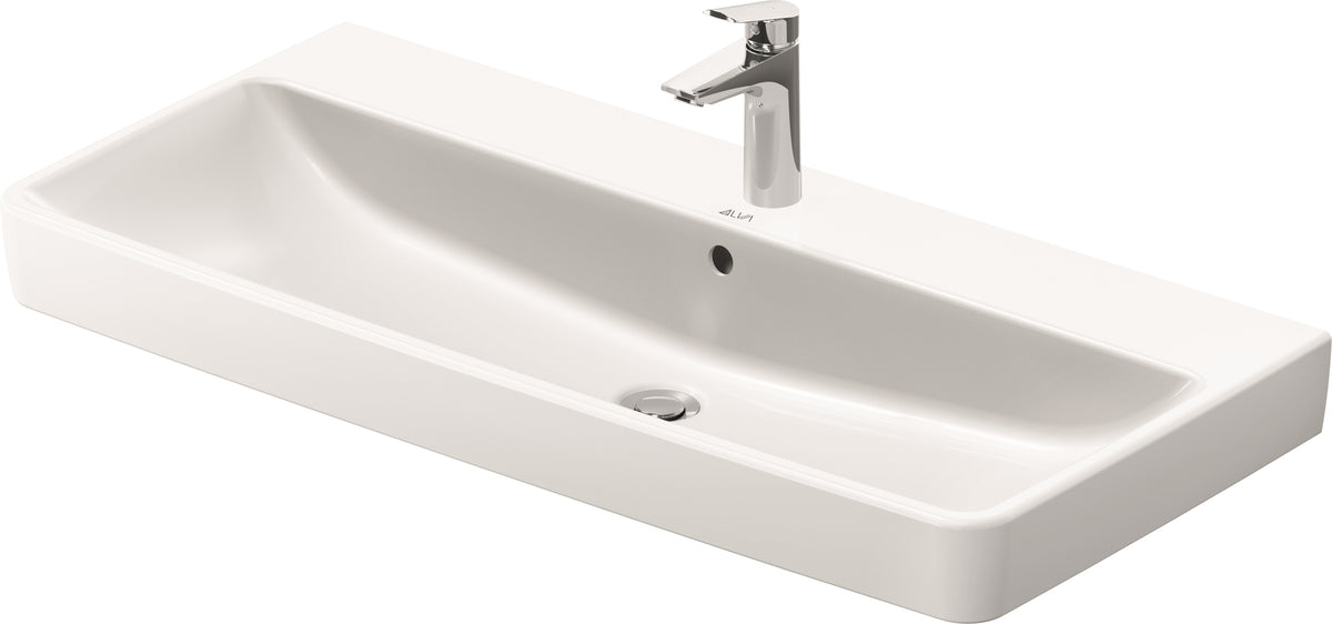 Alva Juna Waschtisch 100x46cm mit Hahnloch, Weiß - AQKEJUWT100