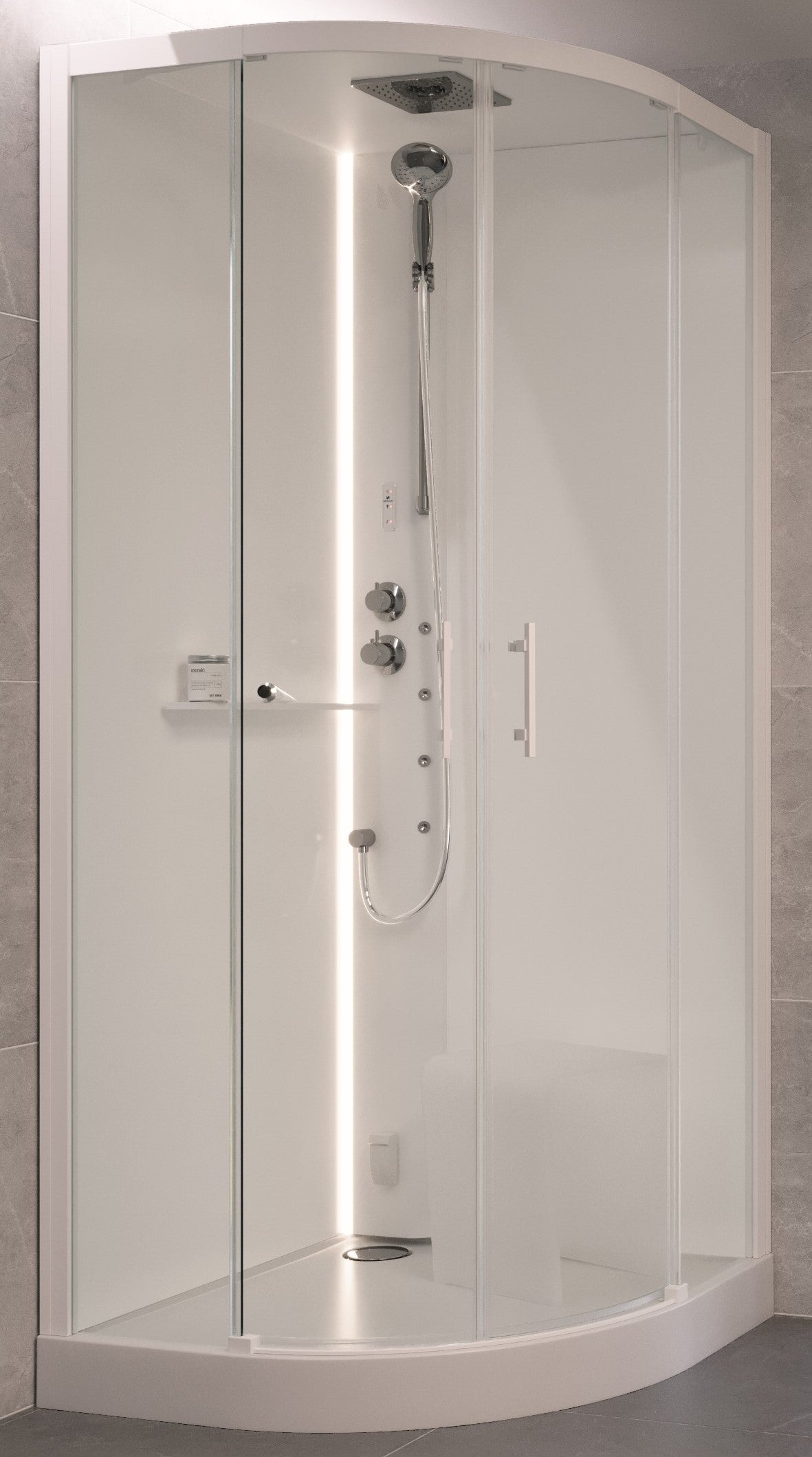 Alva Spa 1.0 Dampfdusche m.Thermostat 90x90cm, Runddusche, ESG Clean, Weiß - AQDDSPR90W
