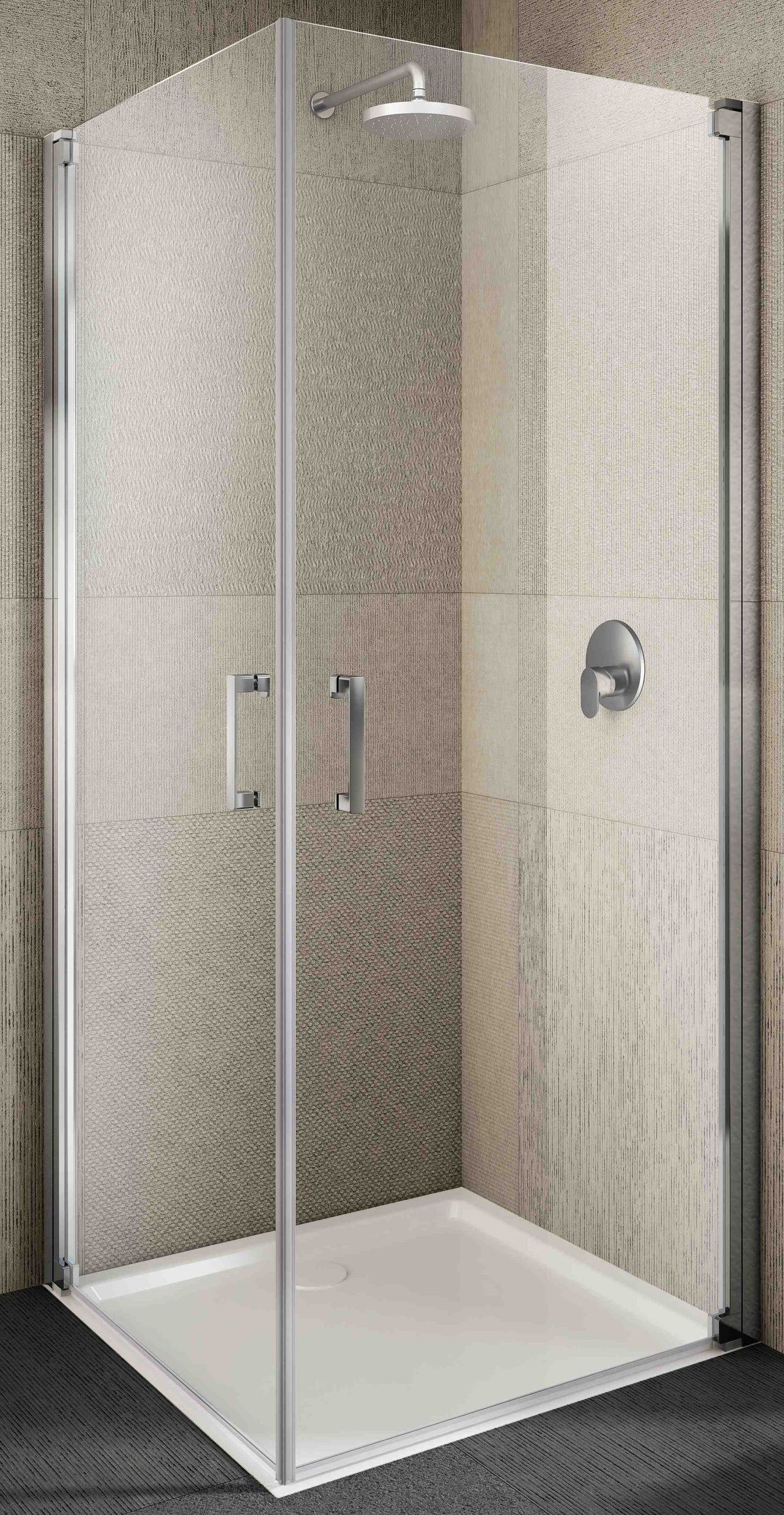 Alva Ora Eckeinsteigshälfte PT in Linie 86,5-91/200cm, Chrom gl., ESG - AQDUOREHPL90