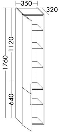 Alva Era Hochschrank mit 2 Türen rechts, 35x176x32cm, Weiß Matt - AQBMERHSRWM