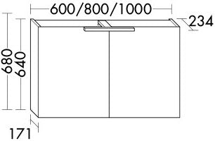 Alva Era Spiegelschrank 80x68x23,4cm LED-Aufsatzleuchte, Eiche Urban - AQBMERSPS2EU