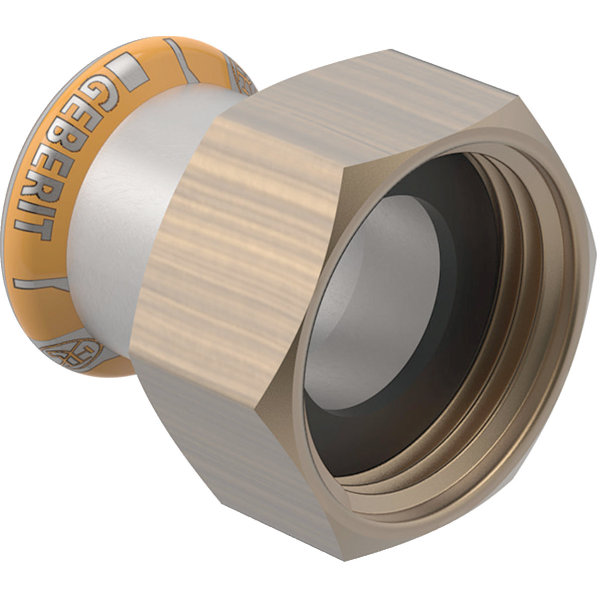 GEBERIT GE Mapress Therm Uebergang mit UeWM aus Messing d22mm x G1, NPW – 45041