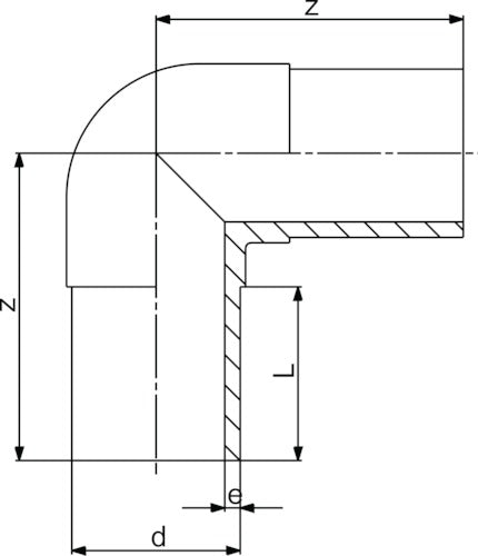 Alva PE 100-Winkel langschenkelig 90mm 90 Gr.SDR 11 OEVGW-gepr.Gas - PEL1011W9090