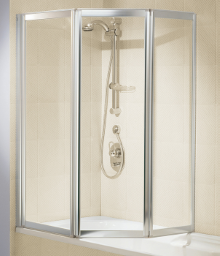 ALVA Varia Wannenwand 3-teilig 140x140cm, Silber Matt, Glas ESG