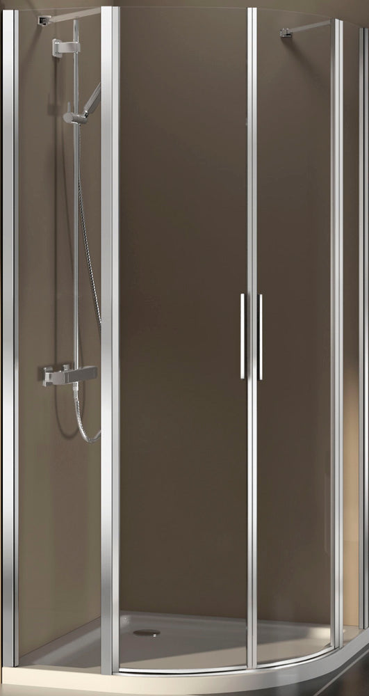 Alva Dura Runddusche m. Pendeltür 88-90,8/195cm,R55,Silber Matt, Gl. ESG - AQDUDURP90M