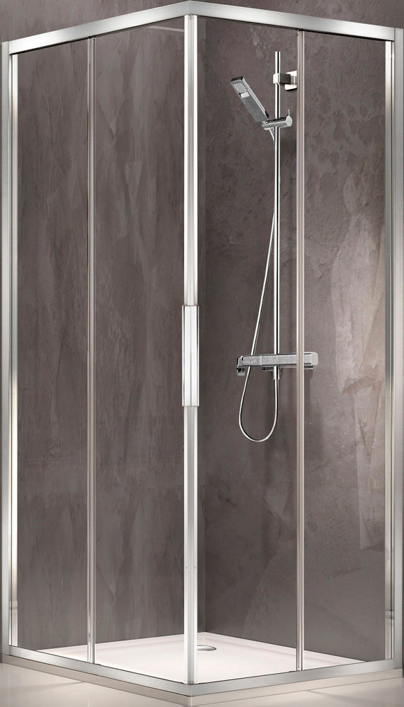 Alva Dura Eckeinstiegshälfte links 87,2-90,2/195cm, Silber HGL, Glas ESG - AQDUDUEH90L