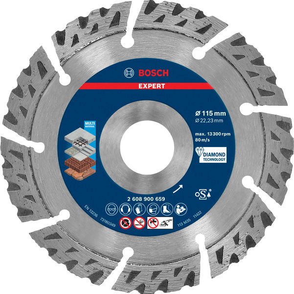 BOSCH POWER TOOLS EXPERT MultiMaterial Diamanttrennscheibe n, 115 x 22,23 x 2,2 x 12 mm – 2 608 900 659