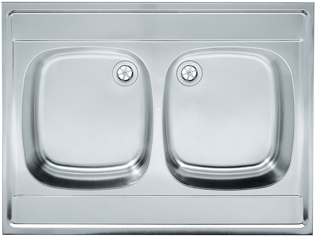 ALVA Aufsatzspüle B 800x600 mm, 2 Becken, Cr-Ni 18/10