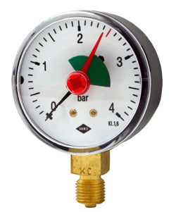 ALVA Manometer Fig.H 31A 1/4" 63 mm Dm. 0-4bar Anschl.hinten - ALH31A63H8