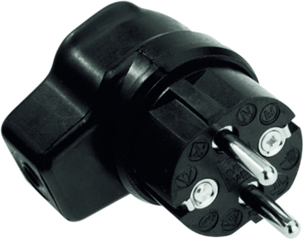BACHMANN Vollgummi-Winkelstecker schwarz mit Schutzkontakt und Schnappwulst – 919.171