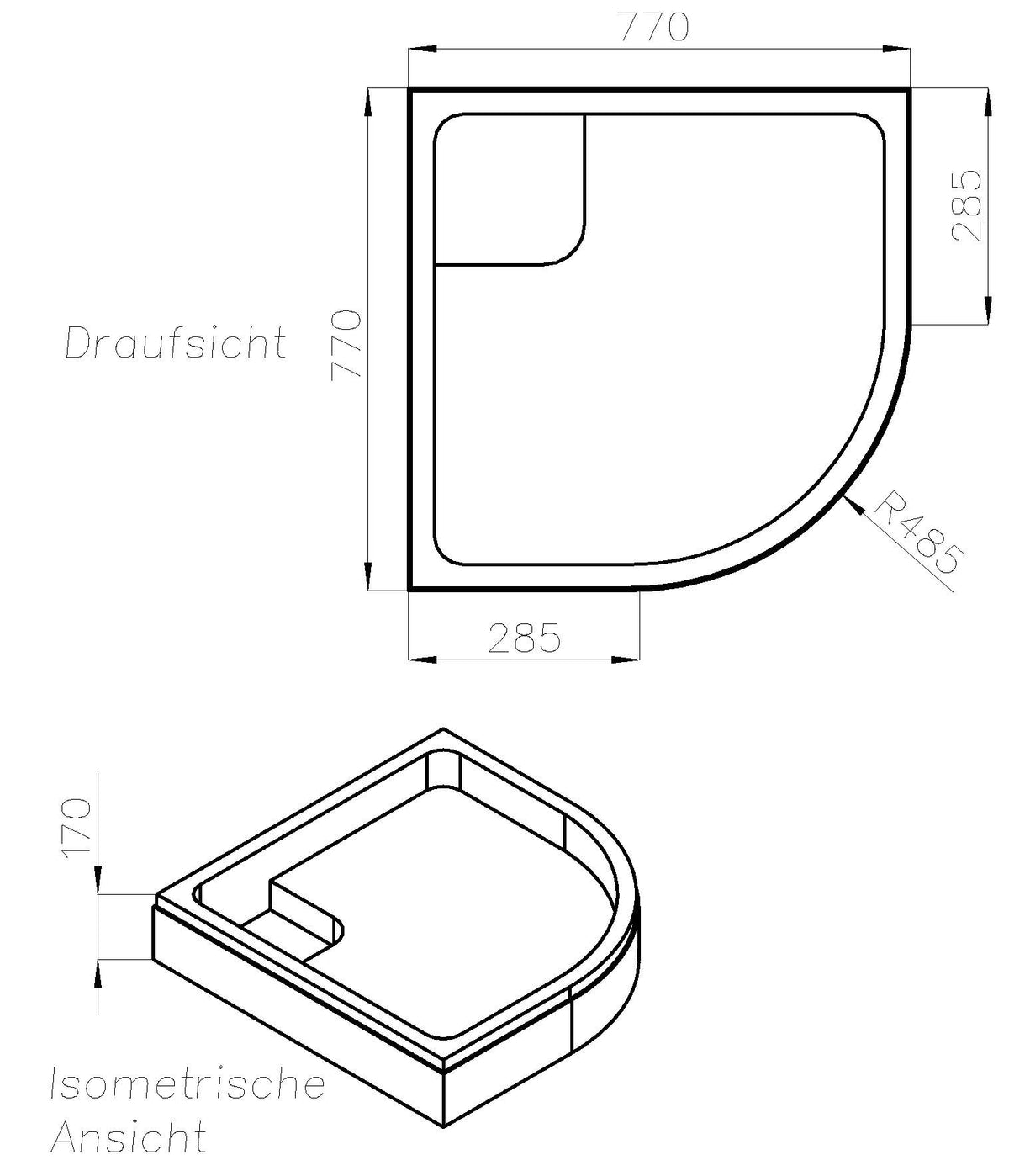 Alva Una Träger für Rundbrausetasse AQRBT80F, 80x80x6,5cm, R50 - AQTRRBT80F1