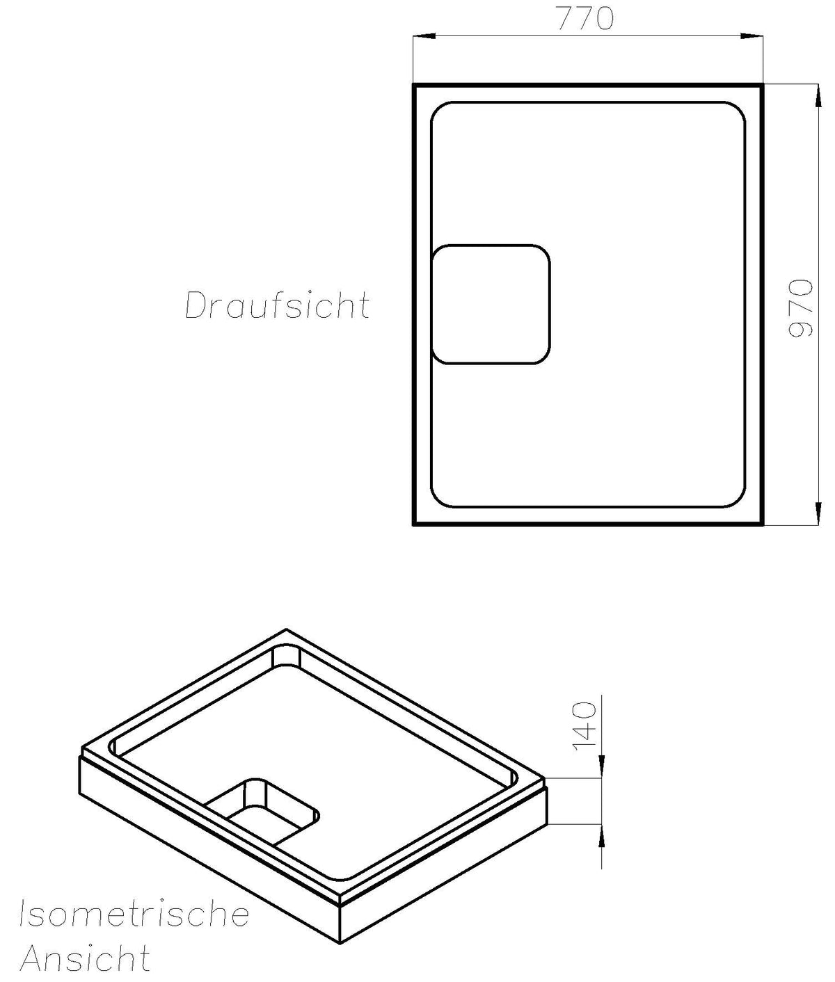 Alva Idea Träger für Brausetasse AQBTIDBT100.80F, 100x80x4,7cm - AQTRIDBT10.80F1