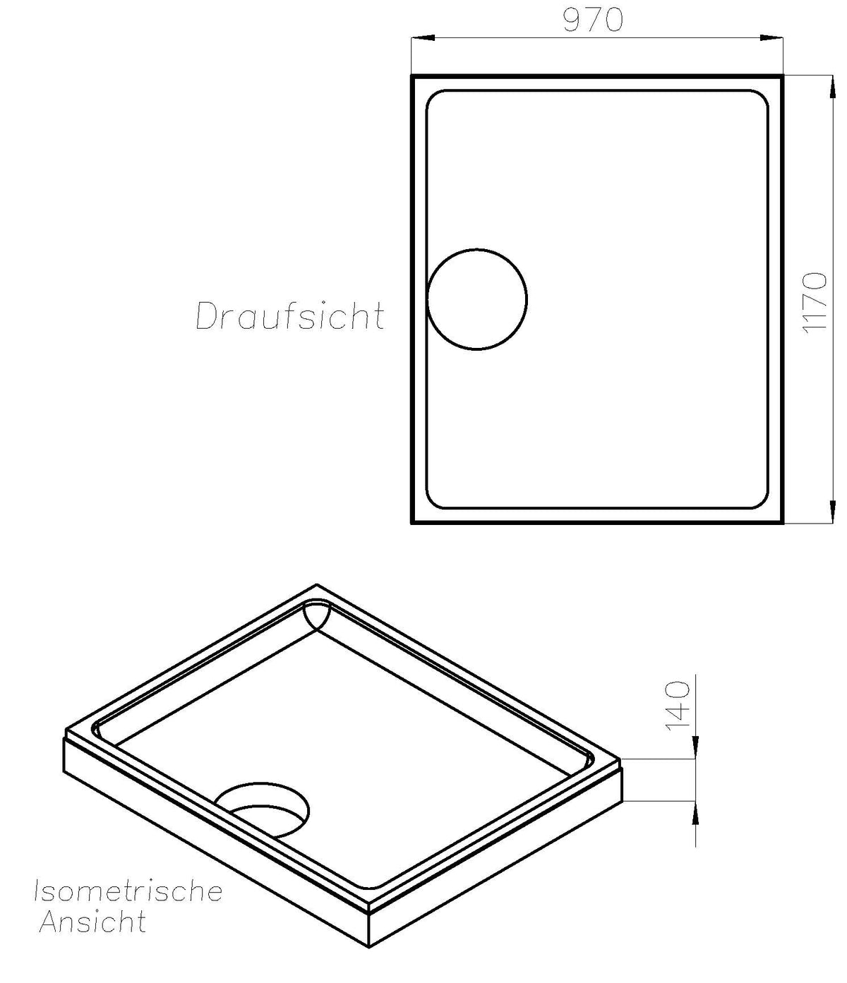 Alva Idea Träger für Brausetasse AQBTIDBT120.10F, 120x100x4,7cm - AQTRIDBT12.10F1
