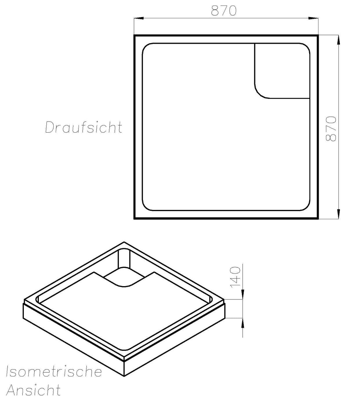 Alva Forta Träger für Brausetasse AQBTFOBT90FS, 90x90x2,5cm - AQTRFOBT90FS1