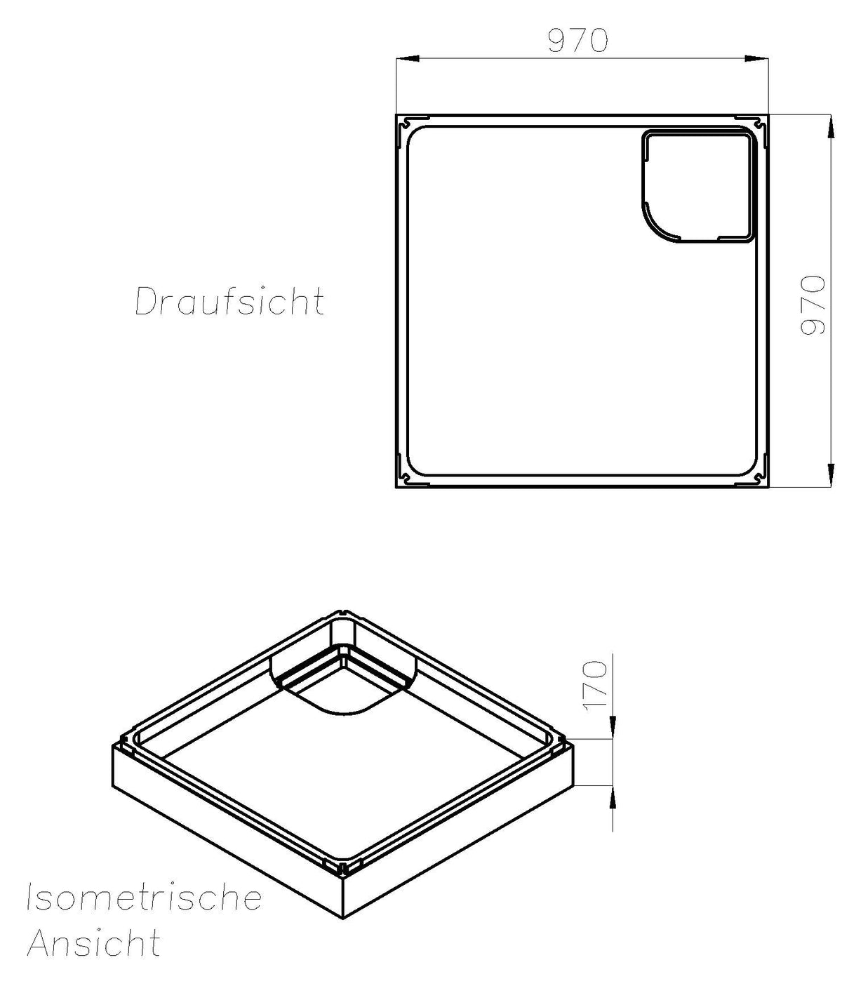 Alva Una Träger für Brausetasse AQBT100F, 100x100x6,5cm - AQTRBT100F1
