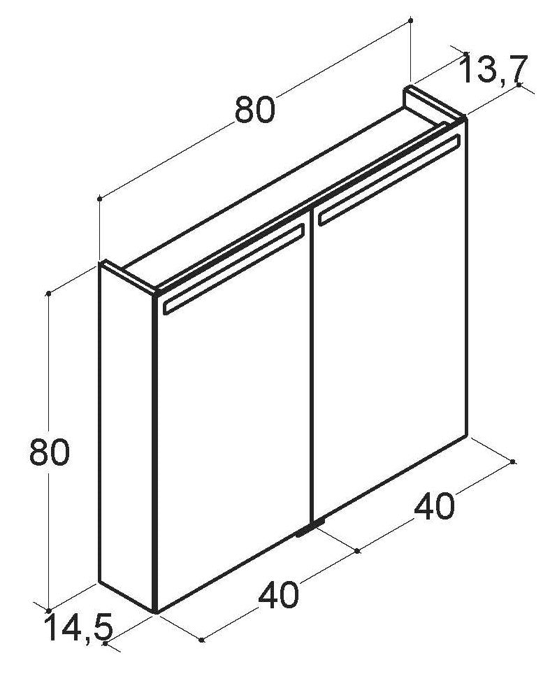 Alva Juna Spiegelschrank, Korpus verspiegelt, 80x80x14,5cm, LED-Beleucht. - AQBMJUSPS2.2