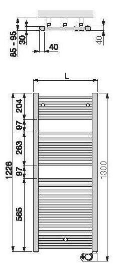 Alva Amoa Badheizkörper 120x50cm rein elektrisch, 750W, Black Matt - AQBHAM120.50EL
