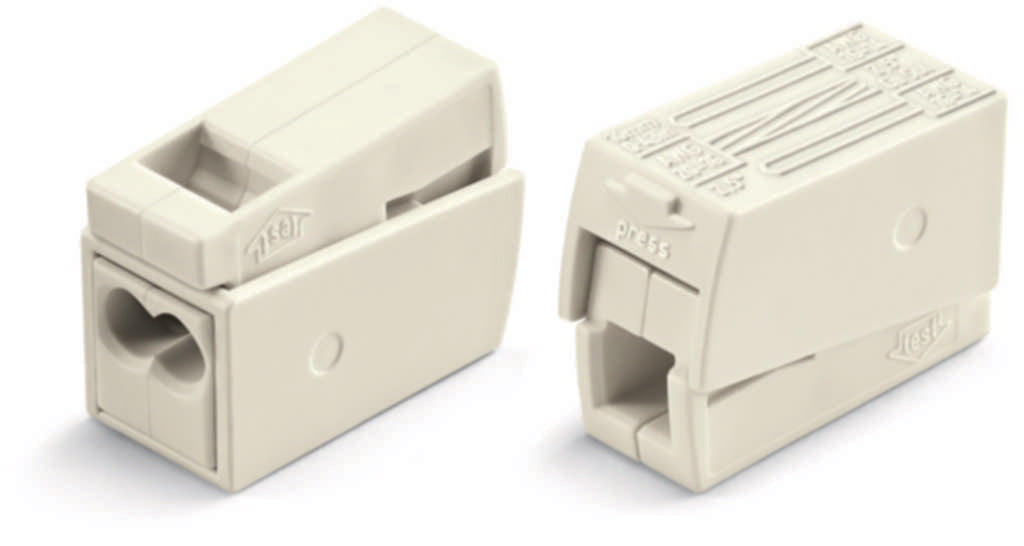 WAGO Leuchtenklemme 2-polig mit Drücker max. 2,5 mm², grau – 224-112