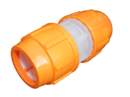 ALVA LWL Kupplung druckdicht PN16 PP transparent/orange 63mm - ATLWLK63