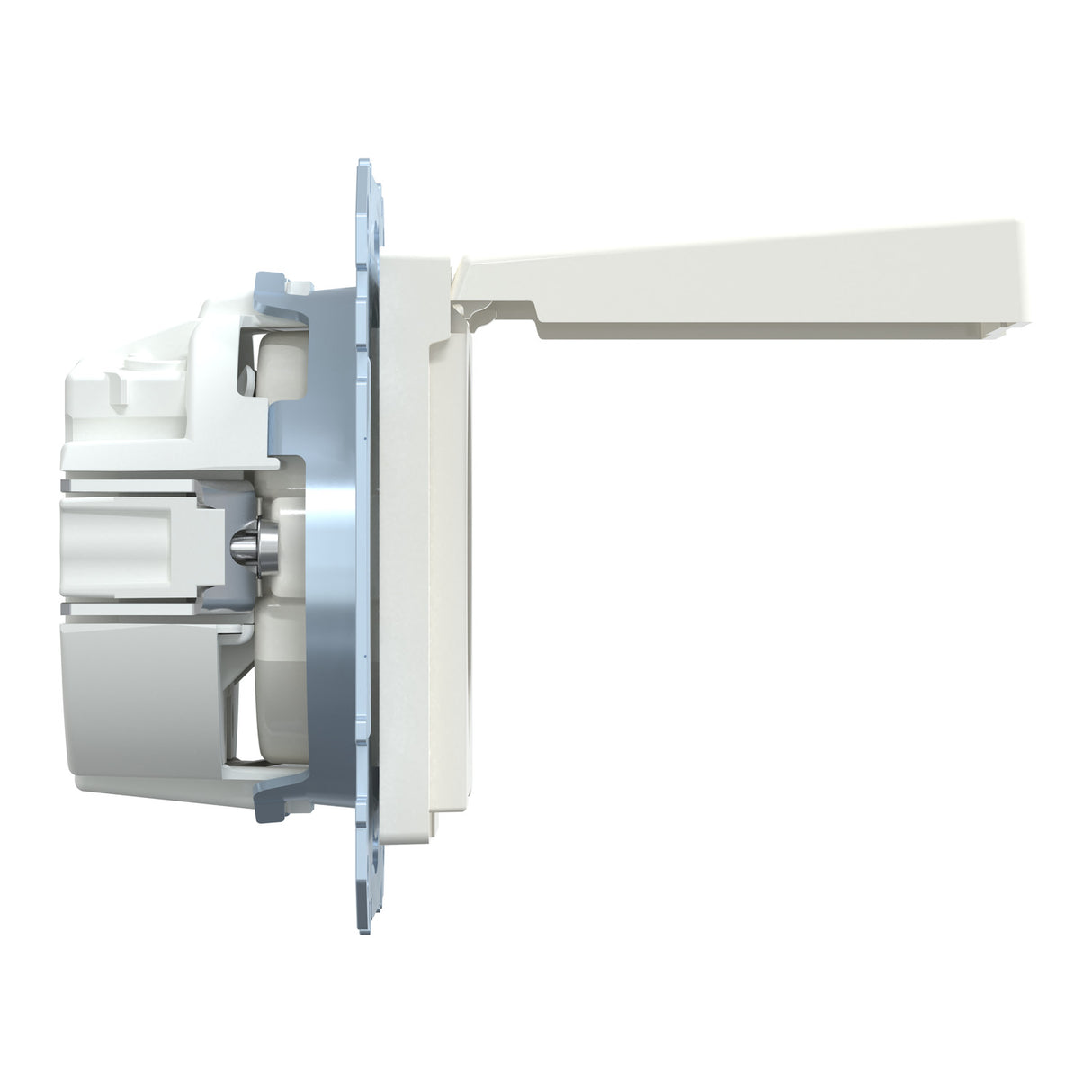 MERTEN SCHUKO-Steckdose mit Klappdeckel, Steckk lemmen, polarweiß glänzend, System M – MEG2311-0319