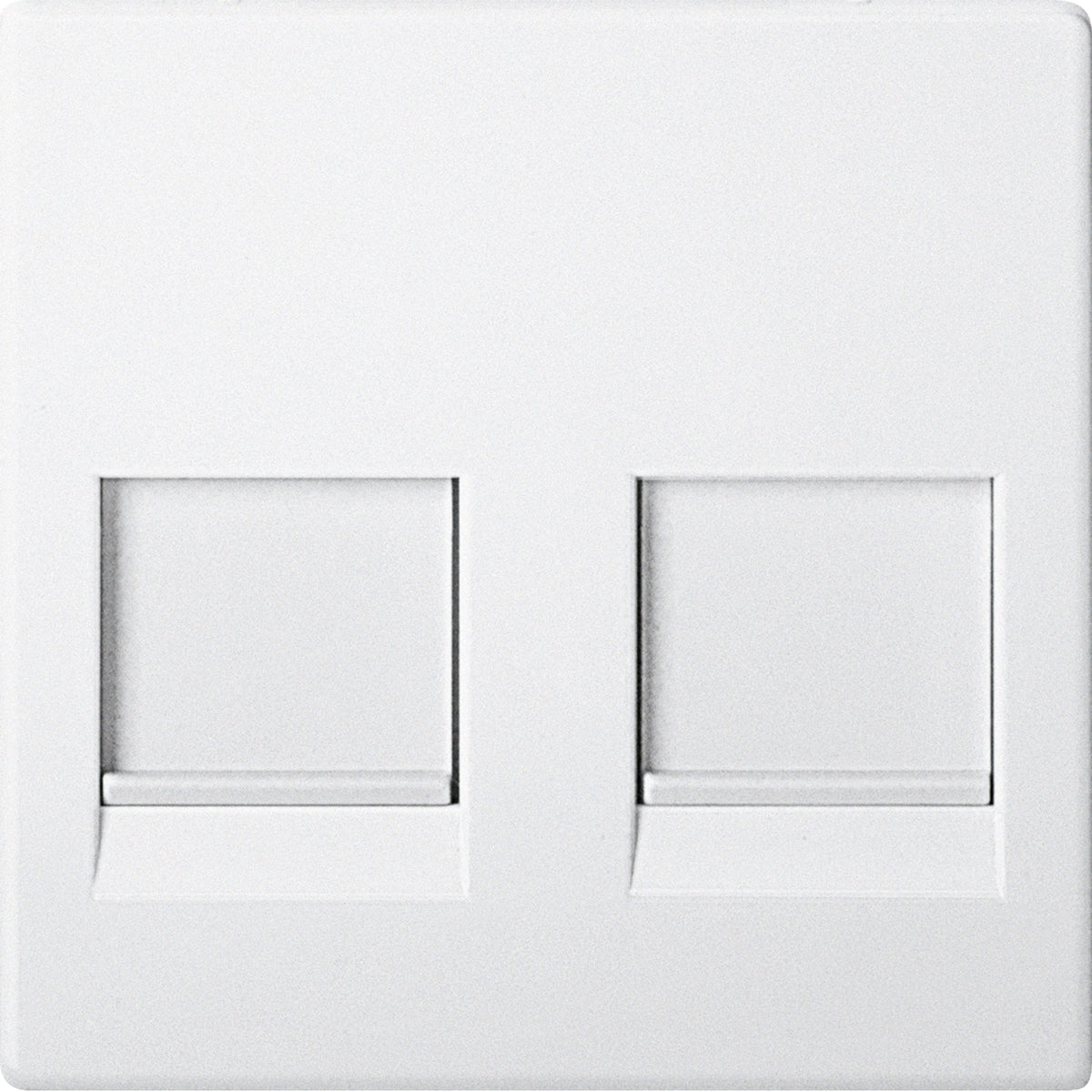 MERTEN Zentralplatte für Modular Jack 2fach m. Staubschutzschieber, polarweiß, System M – MEG4562-0419