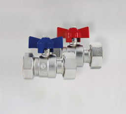 ALVA FBH Verteiler Kugelhahnset Durchg. 1"IG x 1" ÜWM