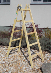 Alva Holz Doppelleiter mit 5 Sprossen ™NORM EN 131-1,-2,-3, H”he 166,5 cm - HDL5SP
