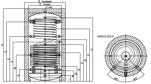 Alva Schicht-Kombispeicher mit 1 WT 500 L,Silber Vlies 100 mm, WT 2,0 m2 - ALSKS5001W