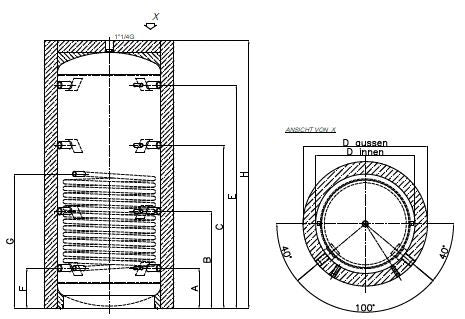 Alva Pufferspeicher mit 1 WT 1000 L,Silber Vlies 100 mm,WT 3,0m2 - ALPS10001W