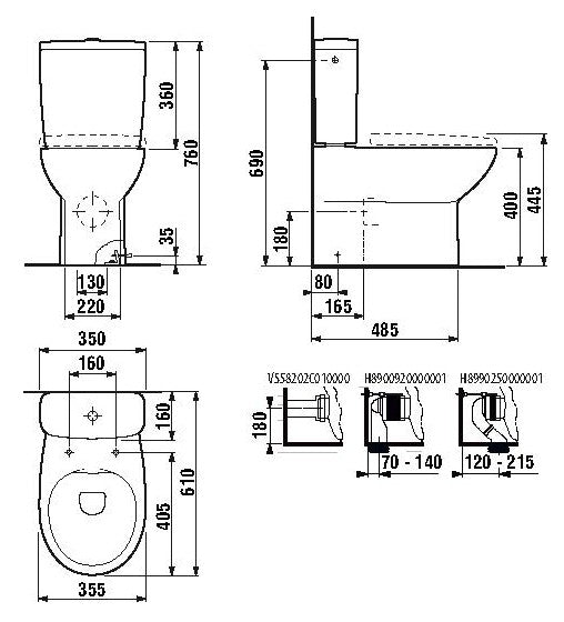 Alva Idea 1.0 Kombi-Stand-WC Tiefspü. Abgang waagr./senkr., oh.Spülkasten,Weiß - AQKEIDWCT.1